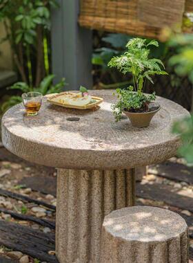 庭院复古仿石桌凳一套家用花园桌椅下棋桌民宿院子别墅装饰造景