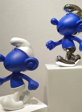 网红可爱蓝精灵摆件现代简约客厅儿童样板房卡通玩偶装饰品创意