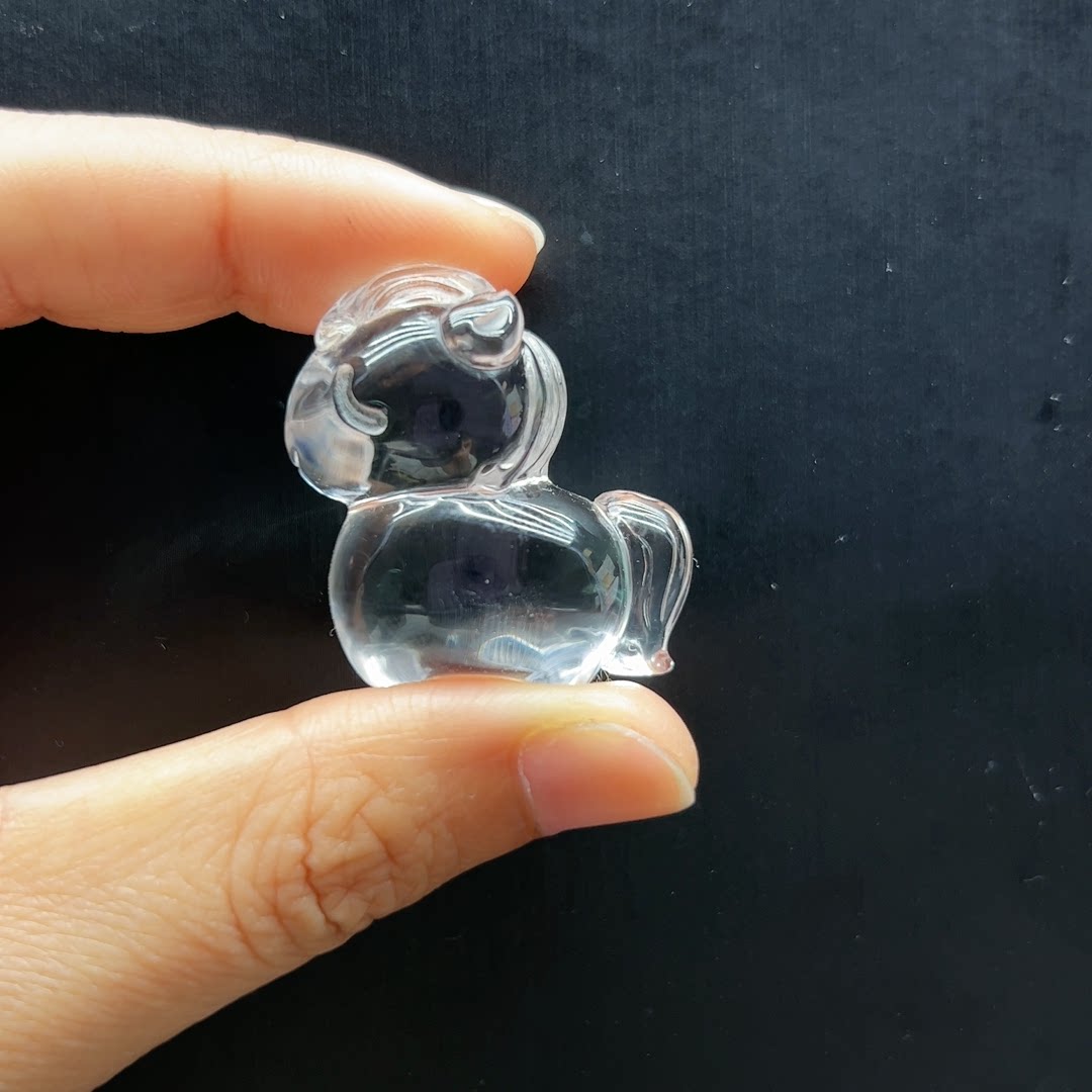 天然白水晶可爱小马