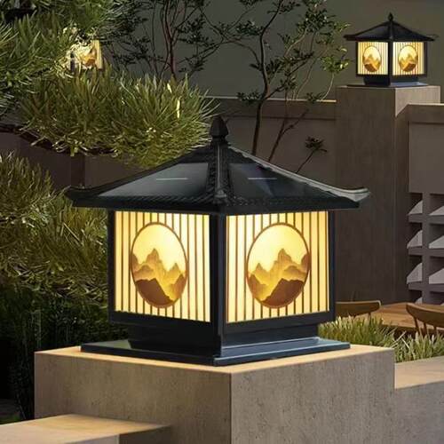 太阳能撬盖柱头灯户外别墅防水围墙柱子灯门柱家用室外花园庭院灯