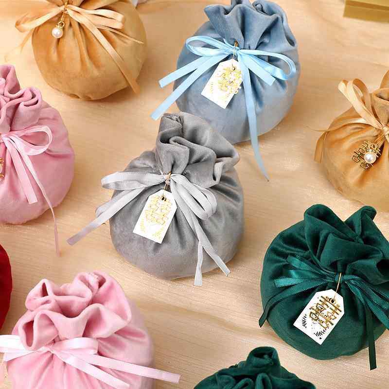 2026结婚新款纯色糖袋喜糖盒子婚礼丝绒布袋创意喜糖袋伴手礼