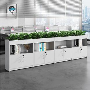 办公室件文柜子资矮储柜木质JG SG002花槽隔断柜带锁小型档案柜收