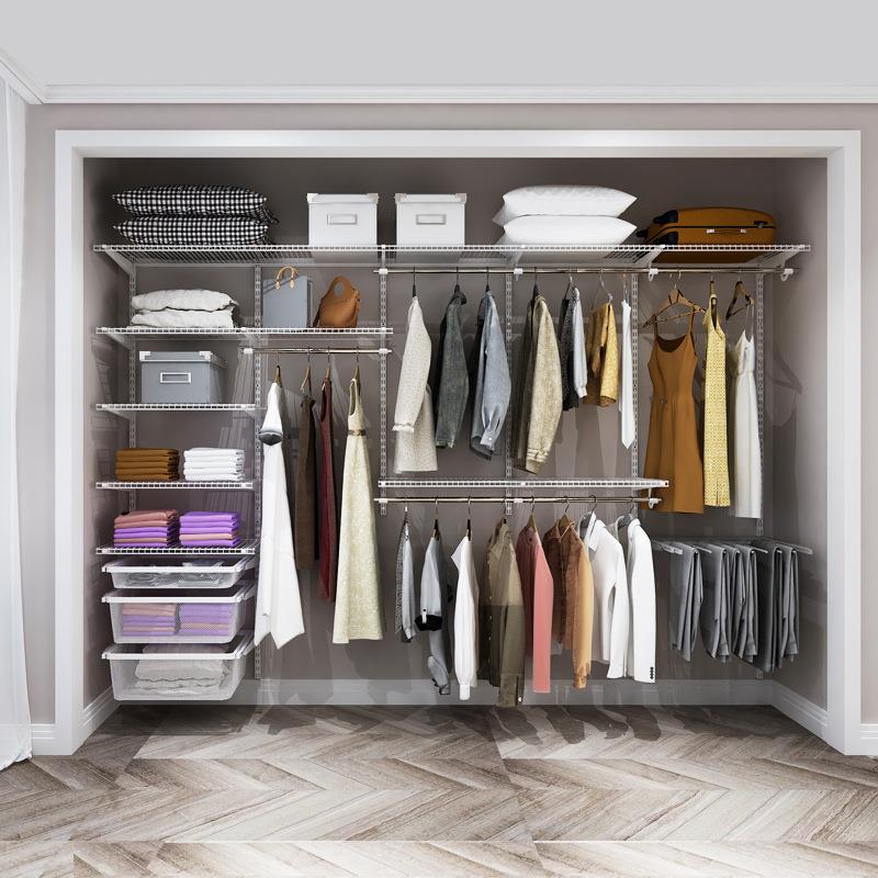 巧精灵开放式衣柜金属衣架柜材料框架配件简易组装衣帽间壁挂系统
