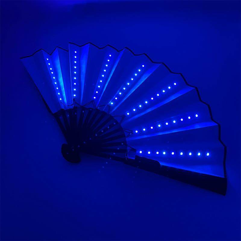 酒吧表演led夜店蹦迪扇子节庆年会喜庆道具10寸双面发光折扇应援