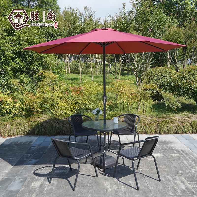 户外桌椅组合带伞藤椅休闲阳台庭院铁艺花园藤编室外露台三五件套