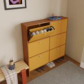 撞色门口入户玄关柜收纳省空间大容量储物防尘超薄翻斗双层鞋 柜