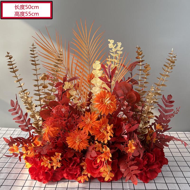 新款婚庆大款地排花绢花成品装饰尤加利花排T台路引婚礼花艺