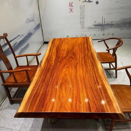 实木大板桌原木整板奥坎大板茶餐桌现货尺寸整料整切