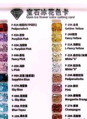 高碳钻宝石冰花切色卡冰花色板锆石