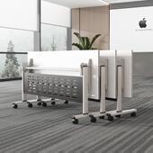 可折叠会议培训桌椅组合移动拼接多功能办公长条双人带轮简易课桌