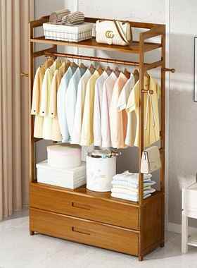 衣架落地挂衣架卧室衣帽架神实木床边上置放衣服76527器晚家用衣