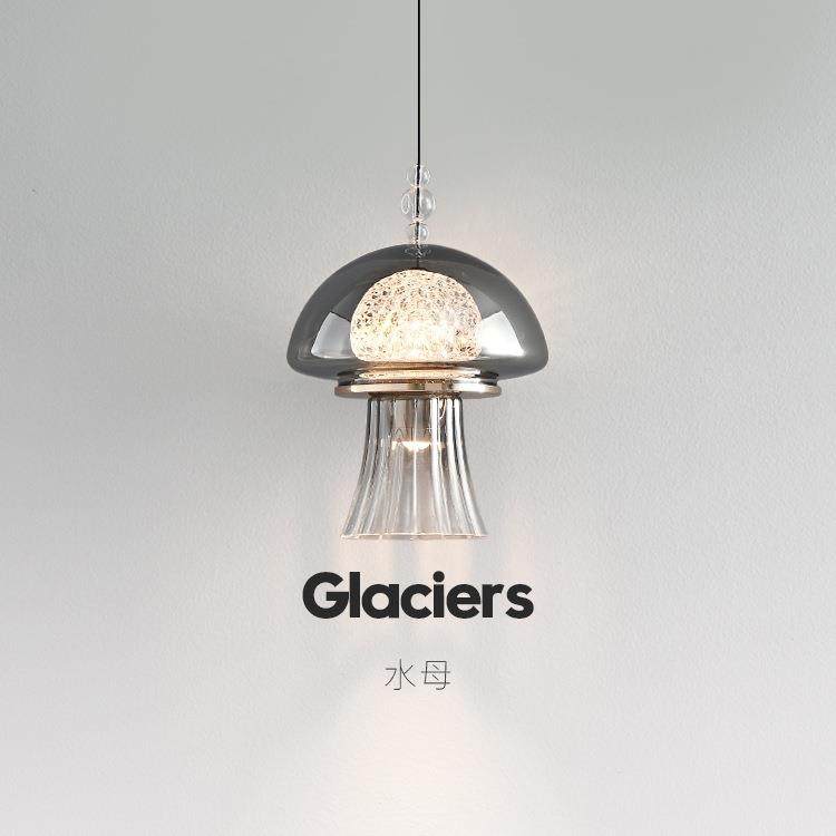 【玥梵】极简卧室床头吊灯设计师复古日式玄关吧台玻璃水母小吊灯