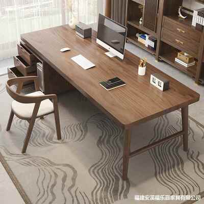 实桌木电脑家用学习写字屉台长工作台带抽简FLJ-7082约条办公书桌