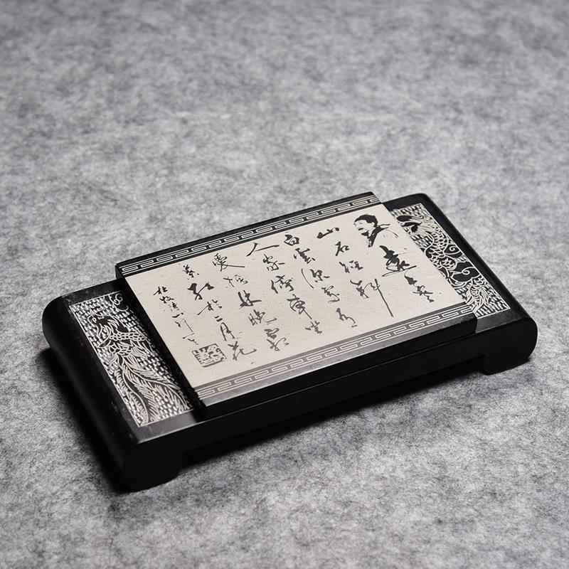 新款八英安手徽工寸砚台名师老坑端砚天然原石块墨池文房墨礼歙砚