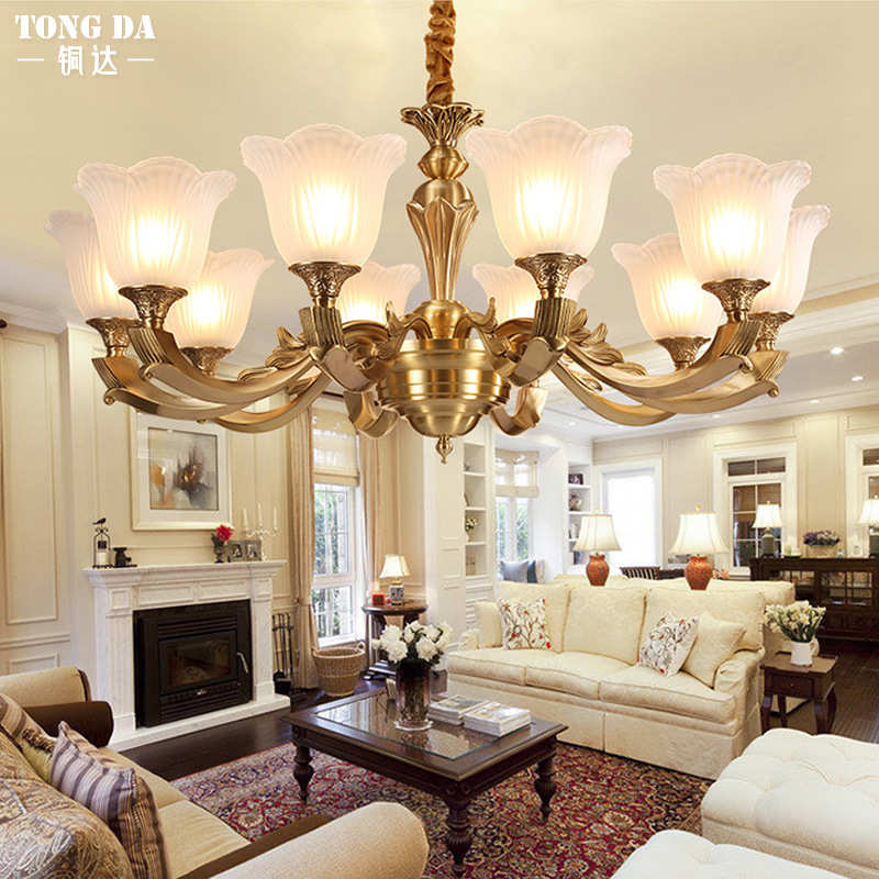 欧式别墅客厅全铜吊灯大气复式楼卧室书房大厅灯餐厅房间吊灯具