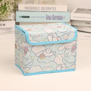 布艺可爱卡通硬面折叠翻盖杂物收纳盒子学生宿舍便携带盖小储物箱