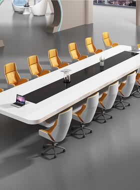 白色烤漆时办公公室会议桌长桌办家MS-125K4具简议约现代创意尚会