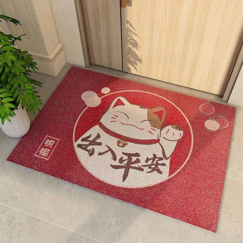 招财猫进门地垫门口可裁剪入户门垫丝圈家用地毯入门出入平安脚垫