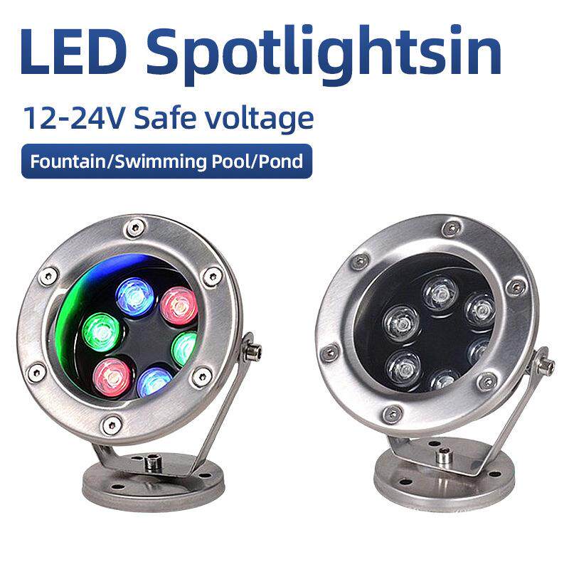 别墅水池锦鲤鱼池低压12V24V不锈钢潜水底LED射灯水族箱低压安全