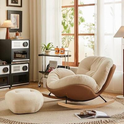 奶油风客厅摇椅成人室阳摇台用休家闲躺椅轻奢卧单人h4ezy4h3懒人