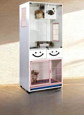 实木猫柜展示柜猫狗多层寄养笼中小型宠物笼带厕所托盘狗猫笼