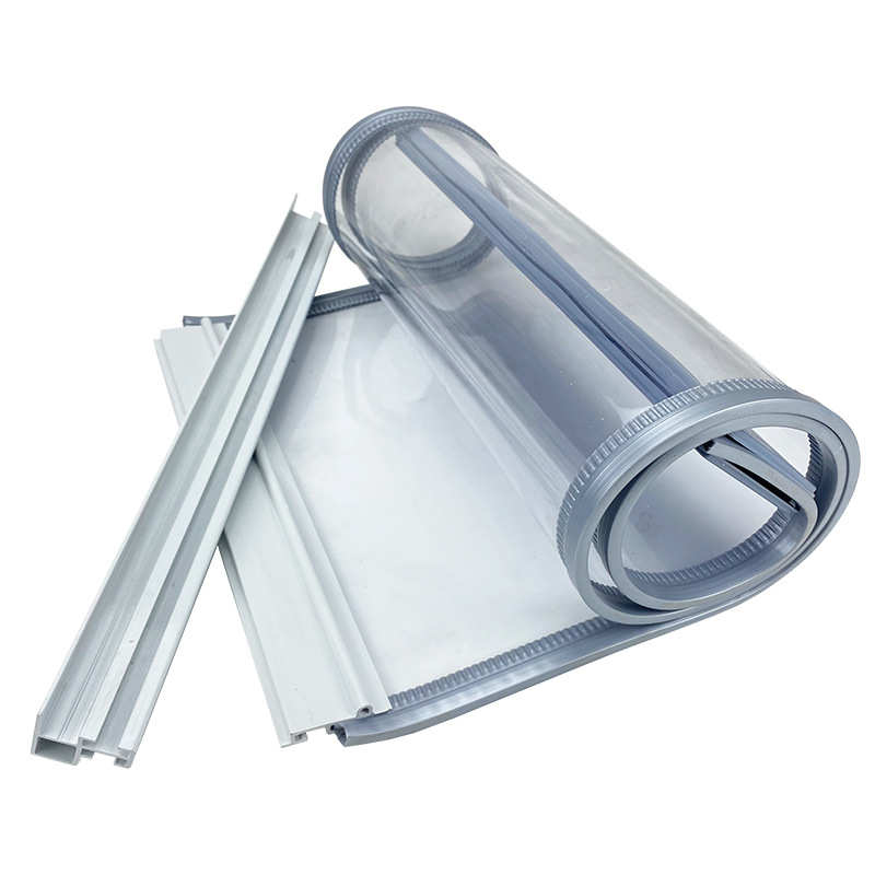 双滑轨自吸门帘四季透明软门帘PVC磁性门帘双滑道门帘推拉透明帘