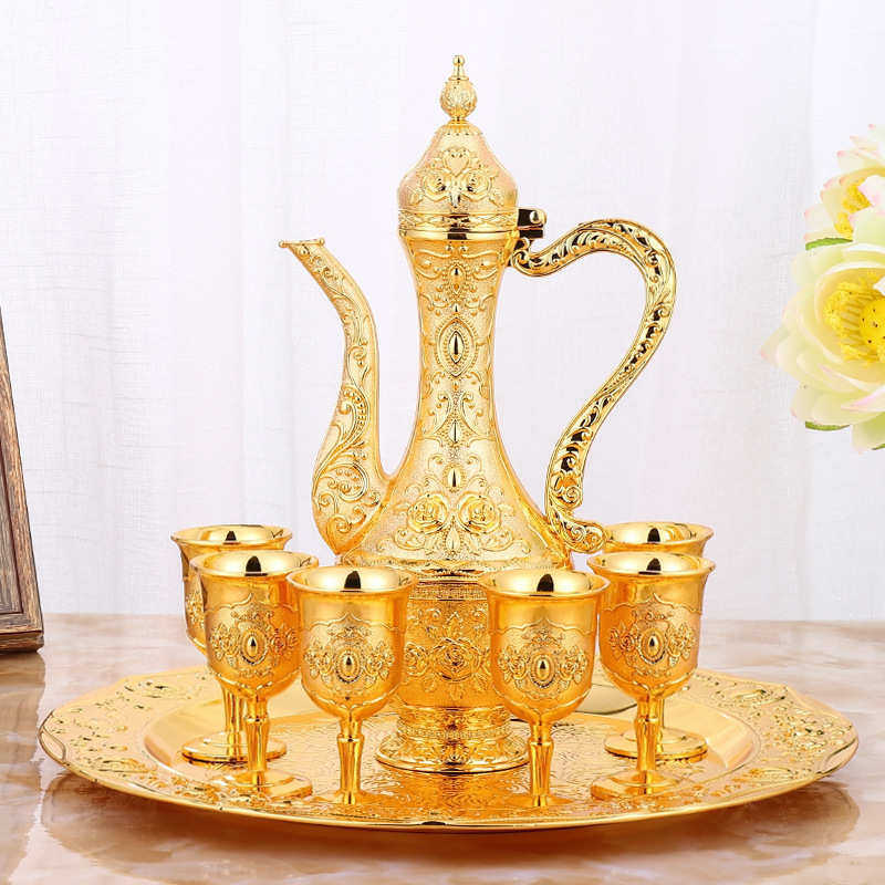 白酒杯套装高档分酒器复古酒壶创意家用摆件金属古代酒具一口杯,餐饮具,酒具套件,淘宝优惠券,粉丝福利购,淘宝优惠卷