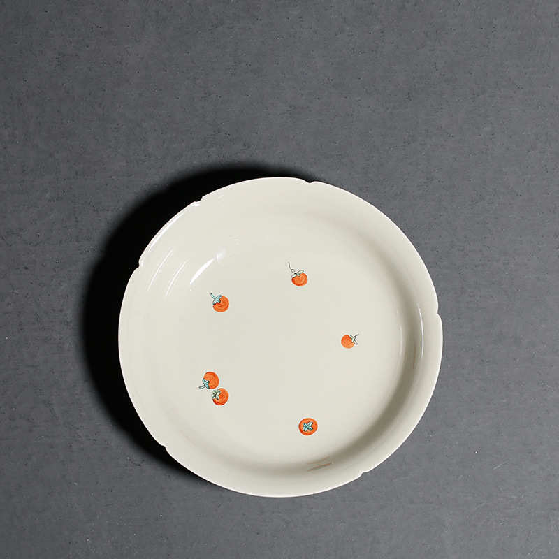 草木灰手绘柿子壶承 陶瓷茶壶壶垫干泡台托盘底座茶承茶具配件