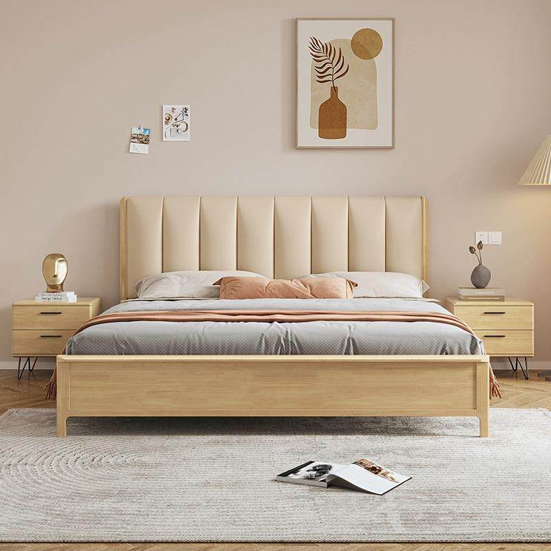 实木床现代简约1.5米床家储用双人单床SSR1.主卧经济型高8箱物人