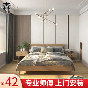轻奢风仿木纹床头墙布主人房卧室简约线条壁布客厅电视背景墙壁纸