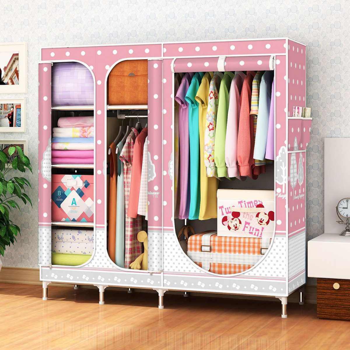 防尘加粗钢管衣柜布大号艺全封闭衣柜加固钢架密封简易布