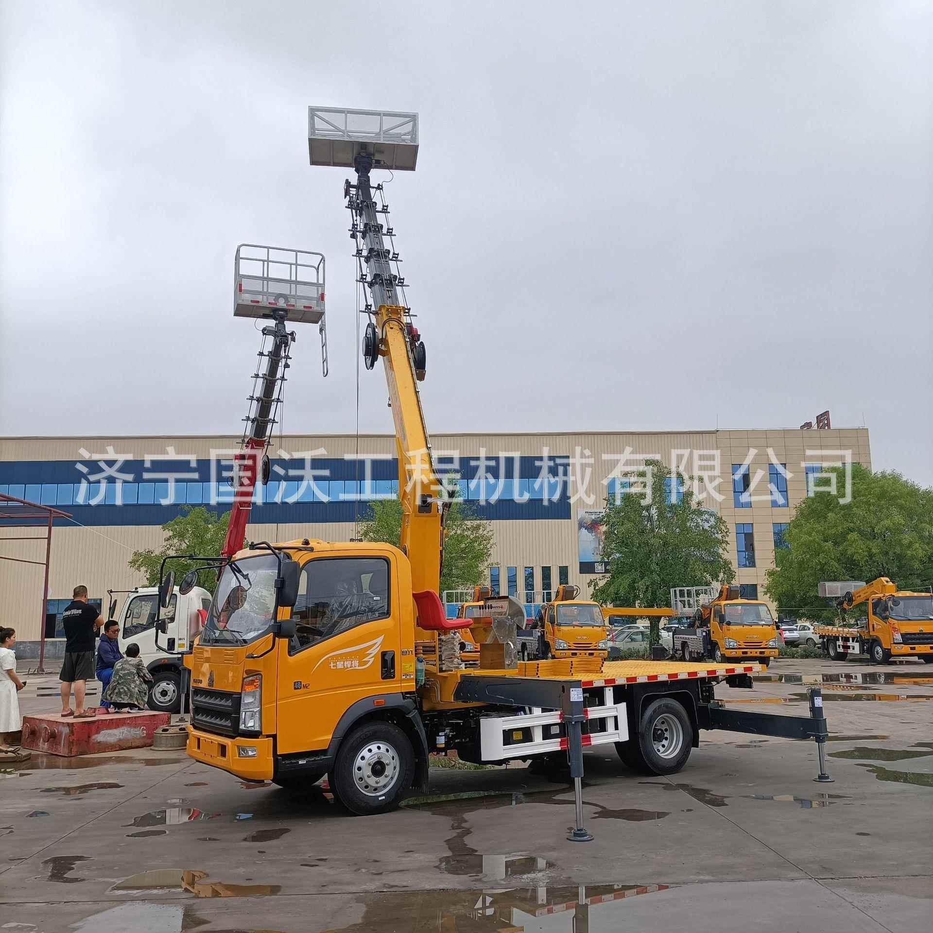 外墙装修三用高空作业车 20米吊运一体车图片 蓝牌高空随车吊型号