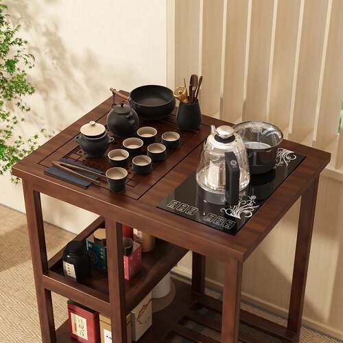 移动茶台实木茶几新中式茶桌家用客厅茶水柜泡茶一体办公室喝茶桌
