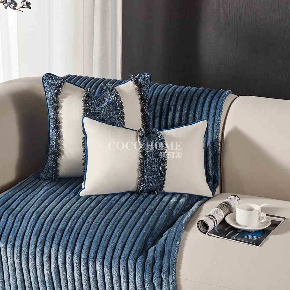 创意轻奢蓝色拼接抱枕套酒店民宿客厅沙发靠枕座椅靠垫腰枕装饰枕