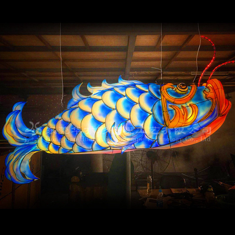 发光动物造型彩灯古典酒楼装饰手工鱼型灯笼道具古风街区打卡花灯