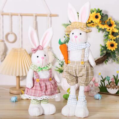 Easter Decorative Rabbit Cartoon Retractable Leg Couple Rabb