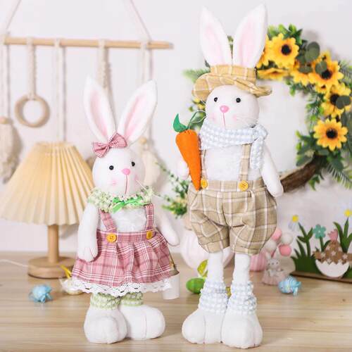 Easter Decorative Rabbit Cartoon Retractable Leg Couple Rabb