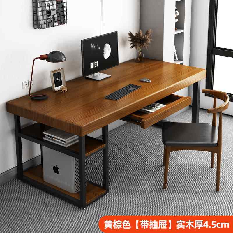 高档实木电脑桌用卧家室台式桌老学生桌书桌写字台加厚大板面板办