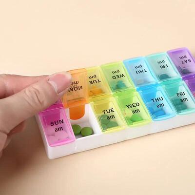 Weekly Pill Case Box Organizer 7 Days 2 Times A Day 14 Grids