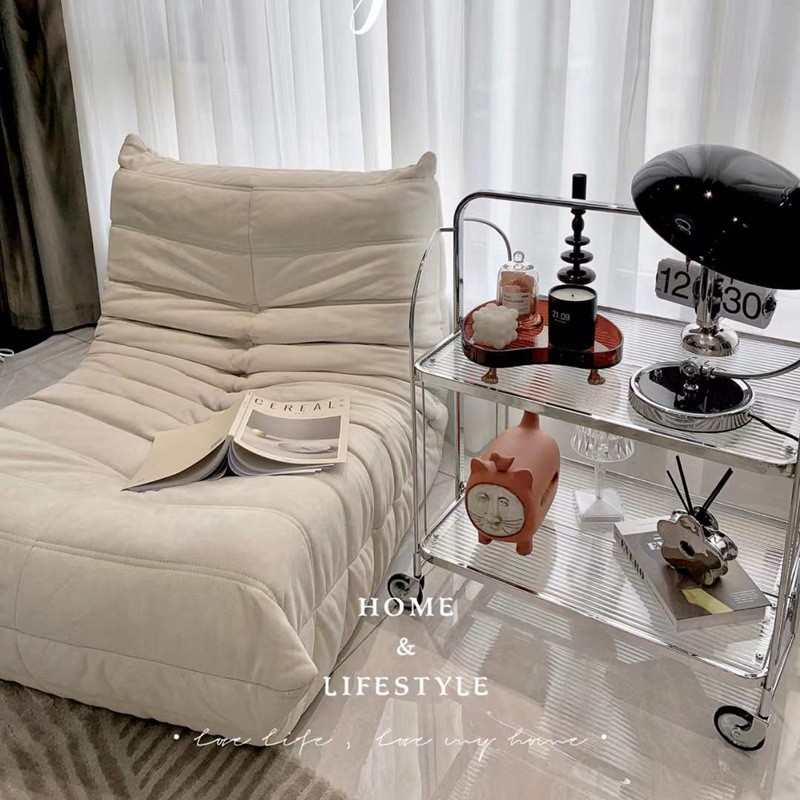 轻奢中古推车高级可折叠移动玻璃推车酒水餐车网红ins透明玻璃置