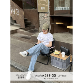 yangle_印花短袖正肩t恤女2024夏季时尚，ins显瘦半袖上衣体恤