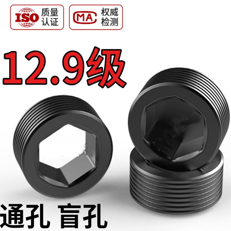 12.9级内六角堵头M10M12M20M22M24x6x8x12喉塞油堵止付螺丝闷头