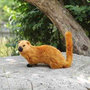 彷真黄鼠狼替身黄家模型道具动物摆件可烧黑白色黄鼬黄皮子工艺礼