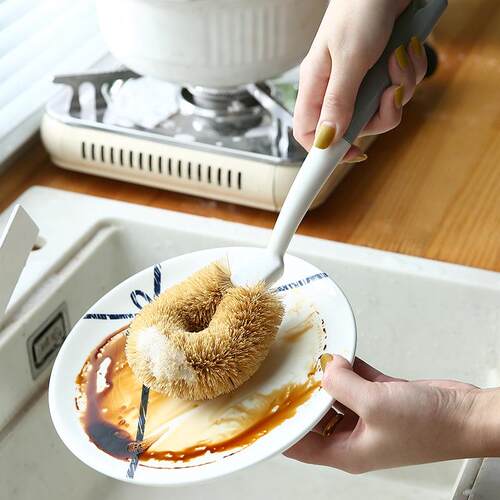 Coconut fiber pot scrubbing brush, dishwashing kitchen brush