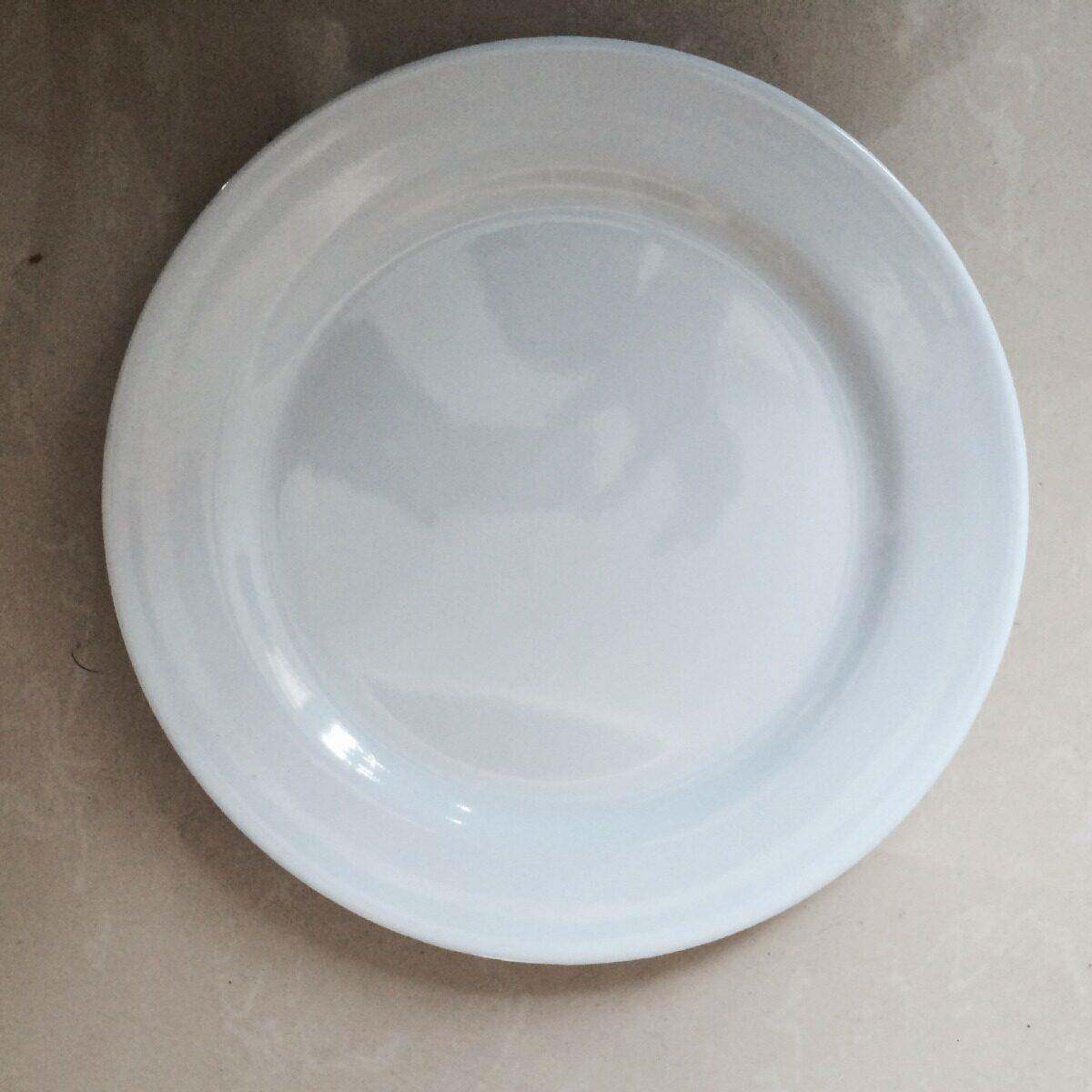 纯色白料密胺10寸圆浅盘 9寸 8寸 6寸 平盘酒店餐盘点心轻便