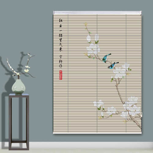 中式卷帘遮光铝合金办公室窗帘新免客厅打孔窗帘百叶厨房卫生间jw