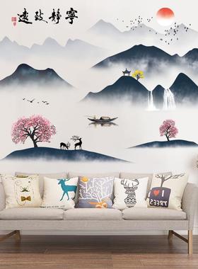 旅康墙贴CH69032宁静致远水墨画国风古风客厅居家墙面布置装饰画