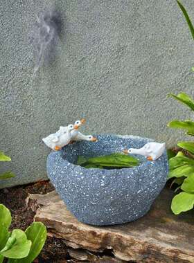 户外动物喝水鸭子摆件别墅庭院装饰花园水池鱼缸