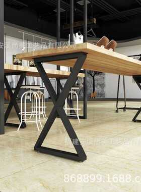 铁艺X 形金属桌腿重责任金属台腿工业台腿，黑色无木板