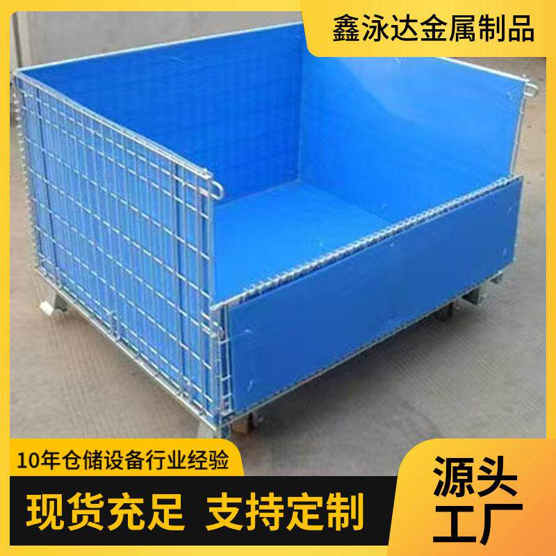加轮仓储笼铁框快递笼车分拣工业物料铁筐仓库收纳周转箱蝴蝶钢丝图片